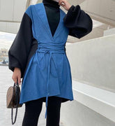 Wrap-Style Denim Top