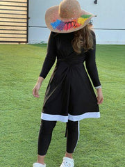 White Line Black Swimsuit