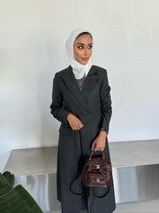 Striped Grey Long Blazer