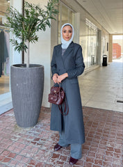 Striped Grey Long Blazer