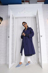 Double Dark Blue Trench