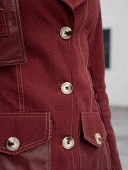 Burgundy Jacket With Leather