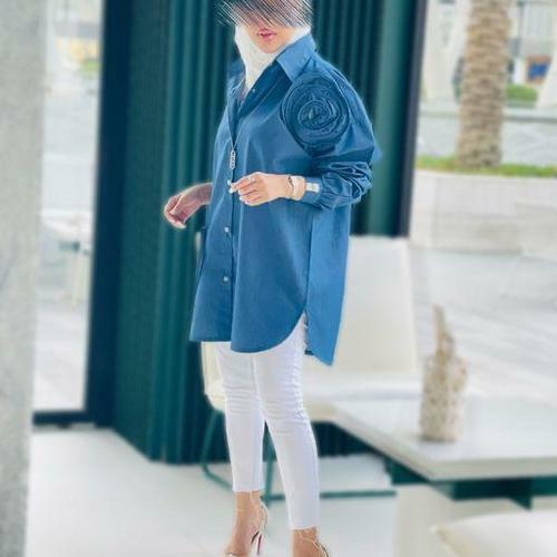 3D Bloom Denim Shirt