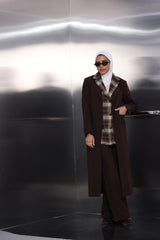 Brown Checkered Jacket & Set