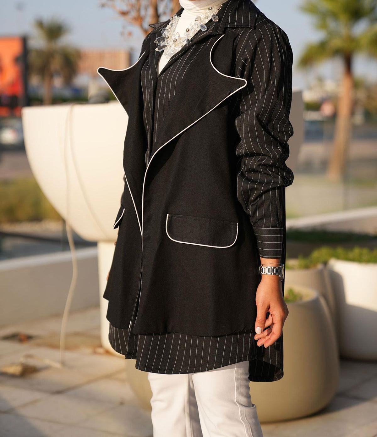 Black Double Top In One Piece