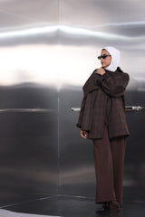 Brown jacket with shawl