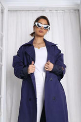 Double Dark Blue Trench