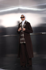 Brown Checkered Jacket & Set