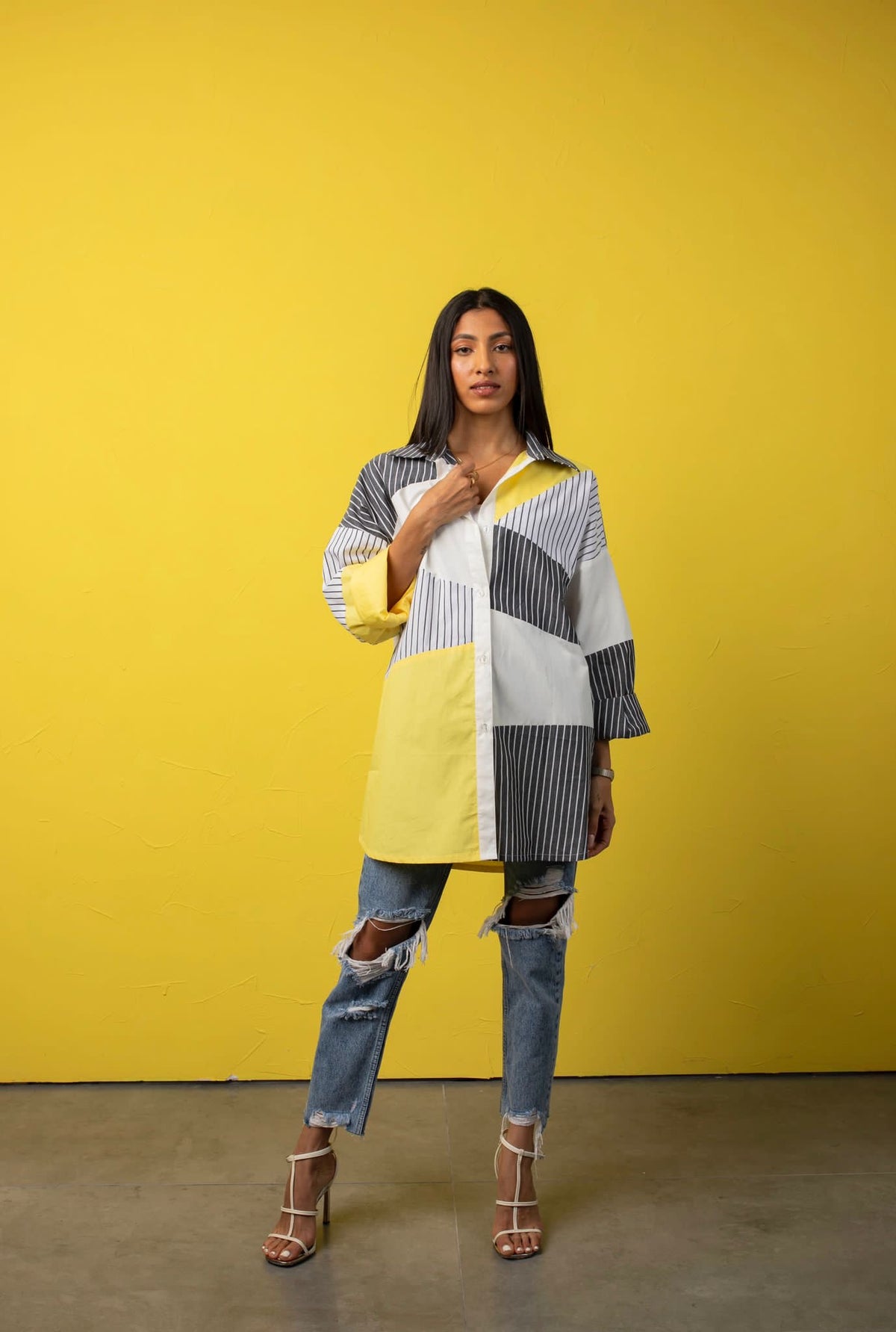 Breezy Yellow And Stripes Shirt