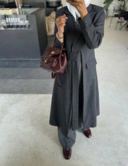 Striped Grey  Long Blazer