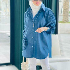 3D Bloom Denim Shirt