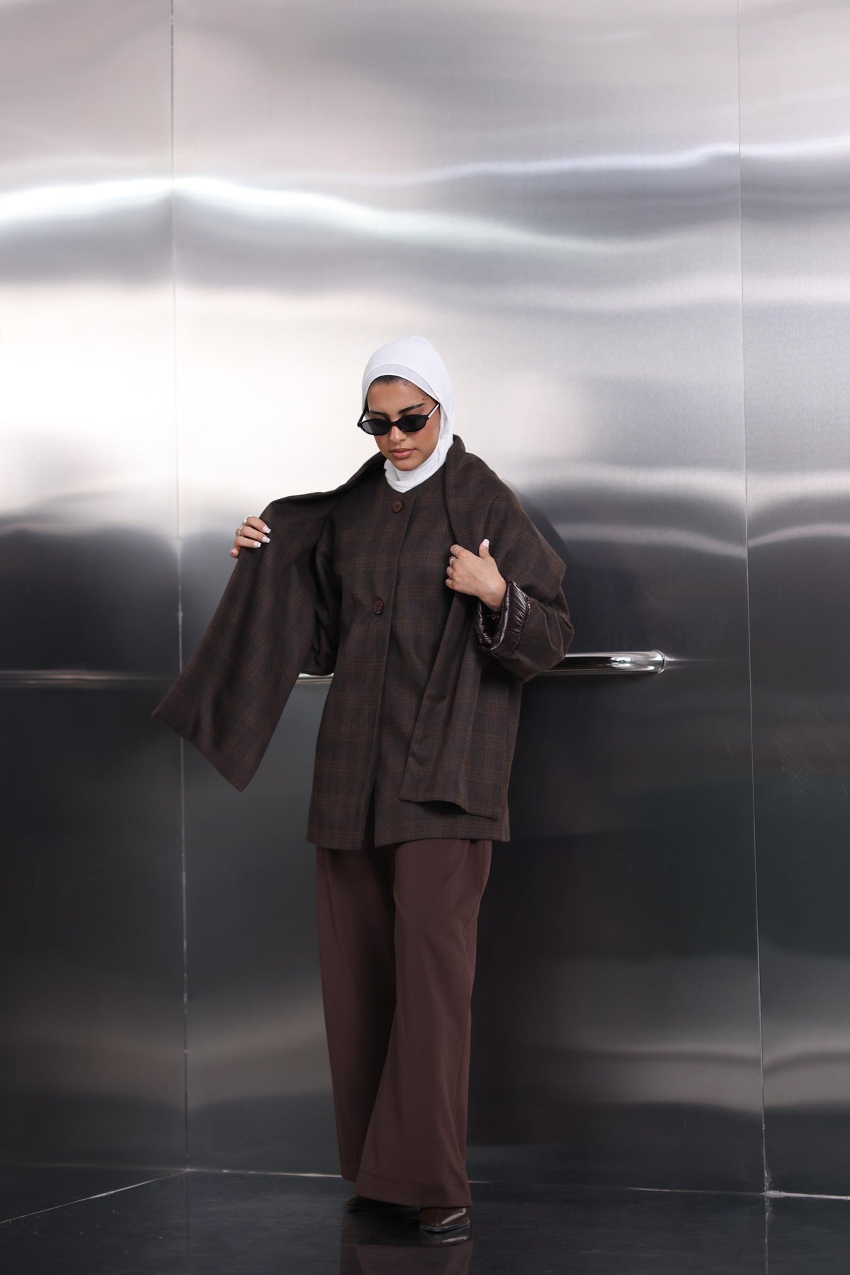 Brown jacket with shawl