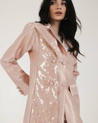 Long ,Shiny Pink Blazer