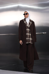 Brown Checkered Jacket & Set