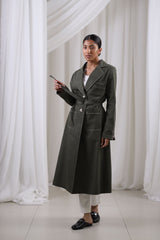 Dark Olive Denim Coat