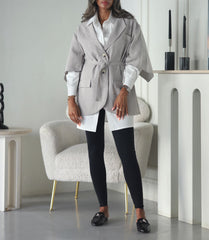 Grey Belted Blazer