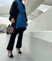 Wrap-Style Denim Top