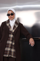 Brown Checkered Jacket & Set