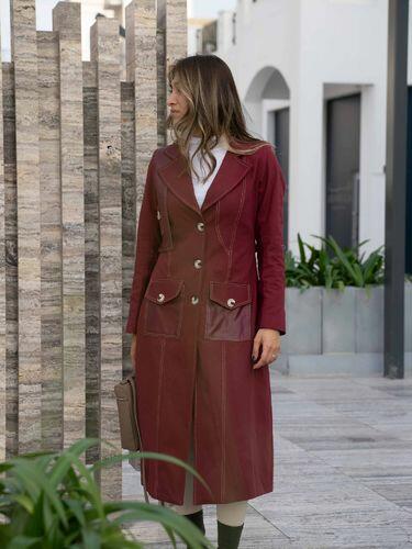 Burgundy Jacket With Leather