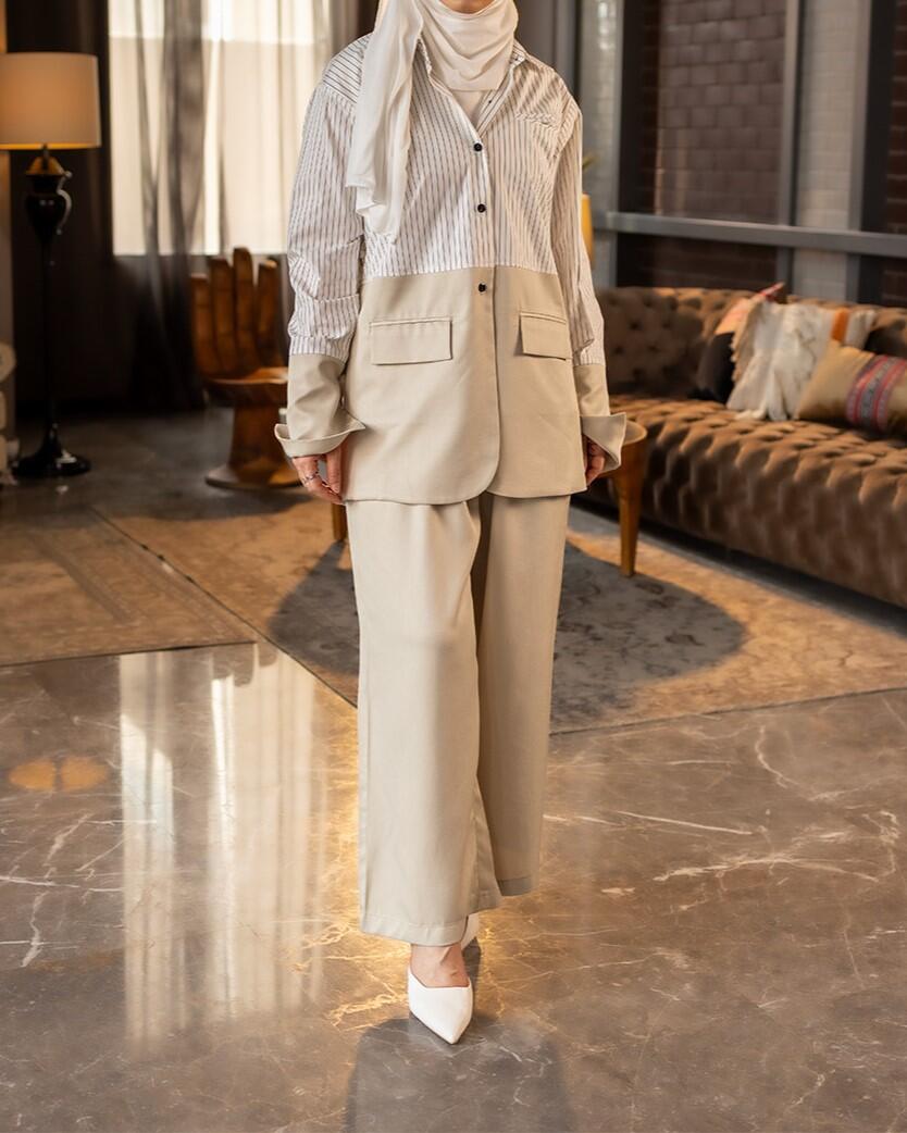 Beige Soft Lines Suit